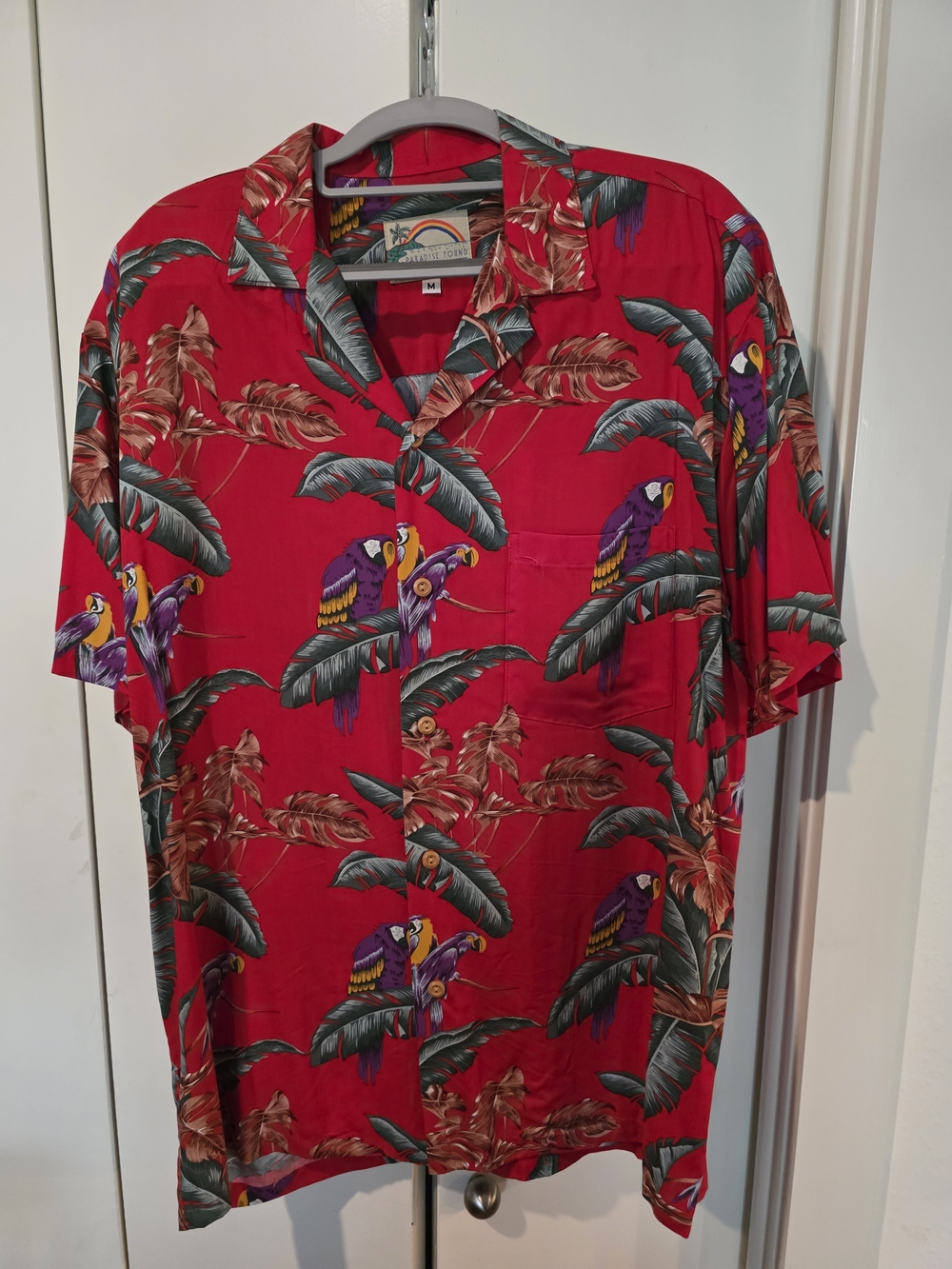 Paradise Found Men's Red Hawaiian Shirt (Fits Like XL)